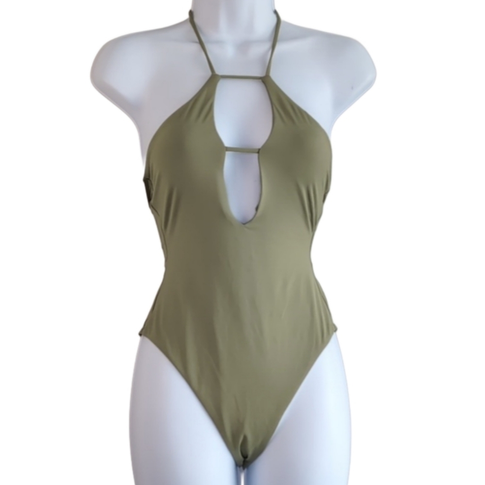 O'Neil Women's XS Pastel Green One-piece Swimsuit Halter Top